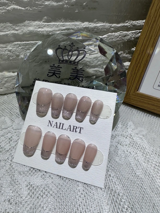 简约渐变猫眼法式美甲片纯穿戴甲