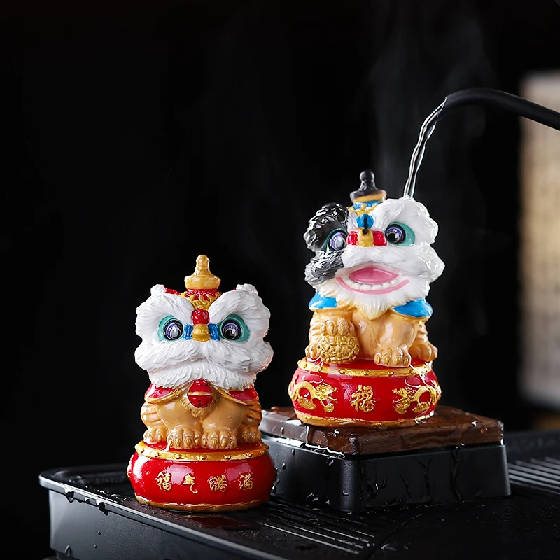 遇水变色茶宠物精品可养桌面摆件国潮醒狮装饰品迷你灵神狮子创意