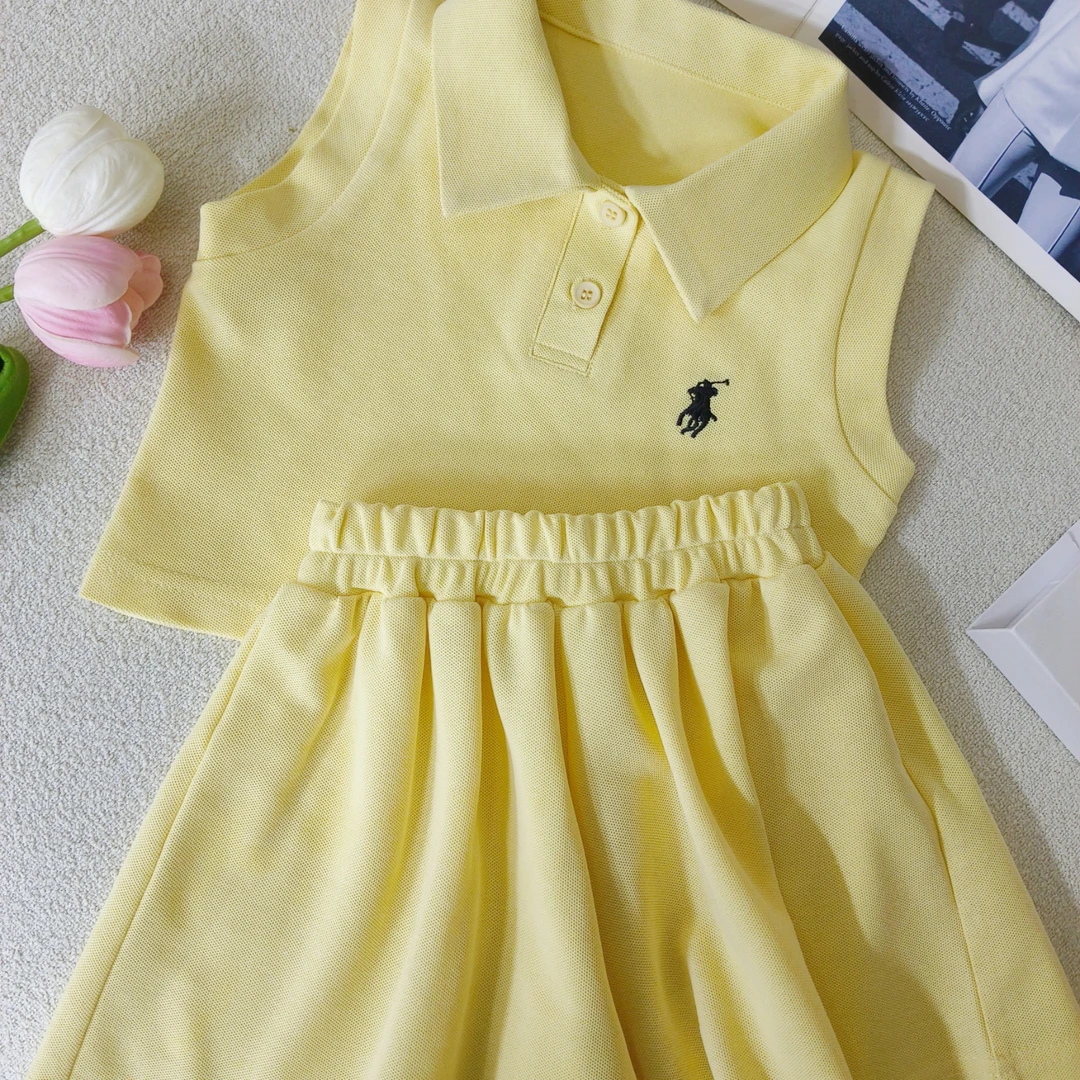 2025夏季新款女童背心短裙两件套女孩休闲运动套装宝宝POLO