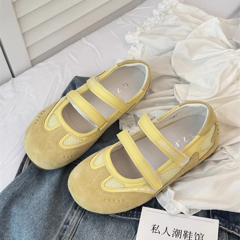 奶乎乎云朵芭蕾软底魔术贴玛丽珍鞋女2025夏季新品时尚浅口德训鞋