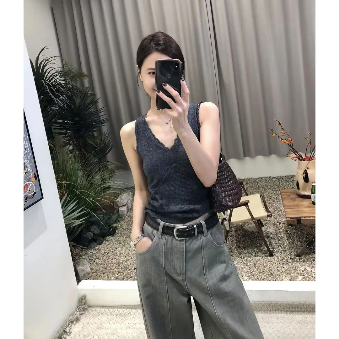 秋季新款2025时尚韩系高级感纯欲针织背心气质修身显瘦女士背心