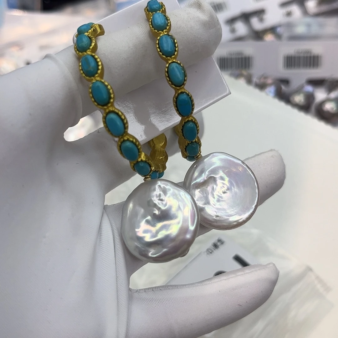 合金淡水珍珠耳饰