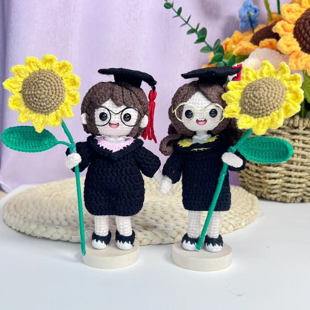 毕业娃娃一举夺魁材料包di打发时间趣味手工毛线钩针编织视频教程