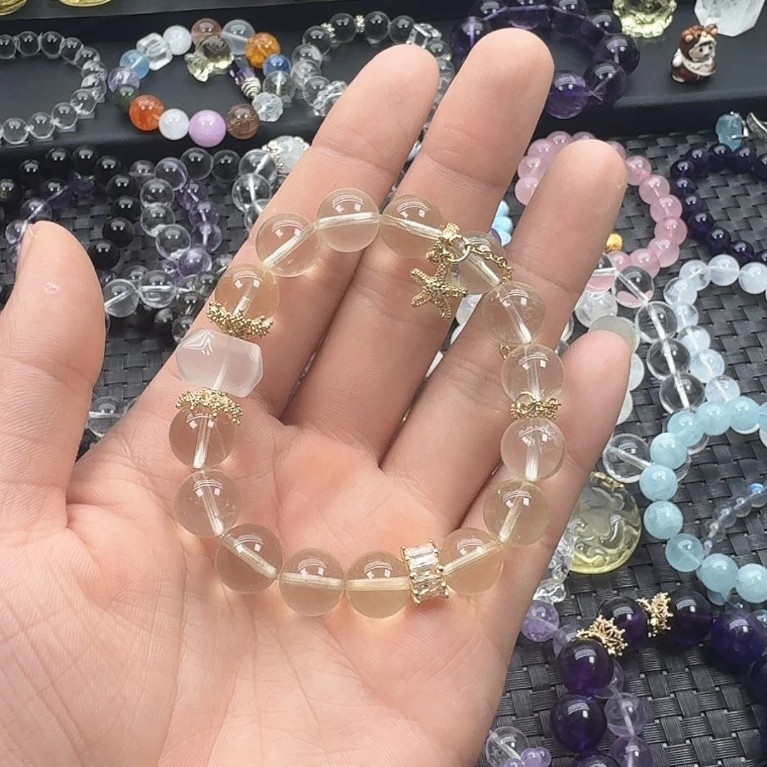 水晶手链未镶嵌巴西柠檬黄水晶