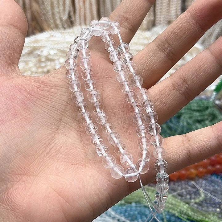 未镶嵌玛瑙/玉髓珠宝半成品一条6mm左右白水晶带棉