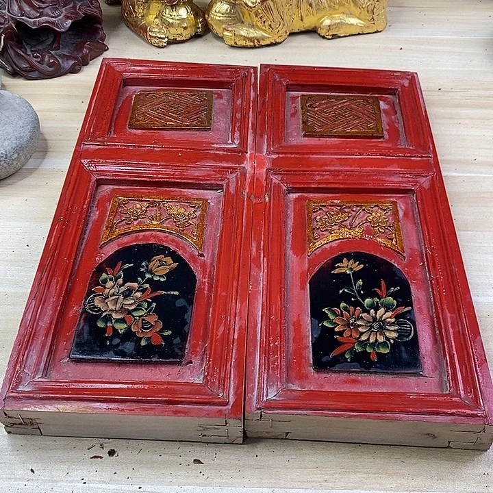 香榧木茶室空间老木雕花板