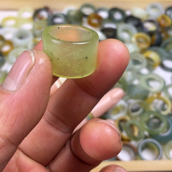 蛇纹石玉合金戒指17