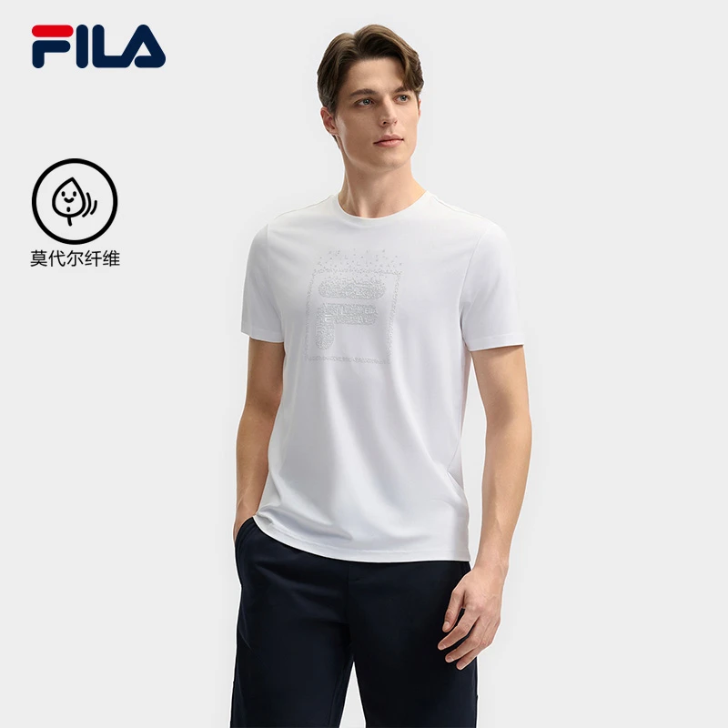 Fila/斐乐男士【大标亲肤休闲T恤】夏季圆领透气短袖F11M523119F