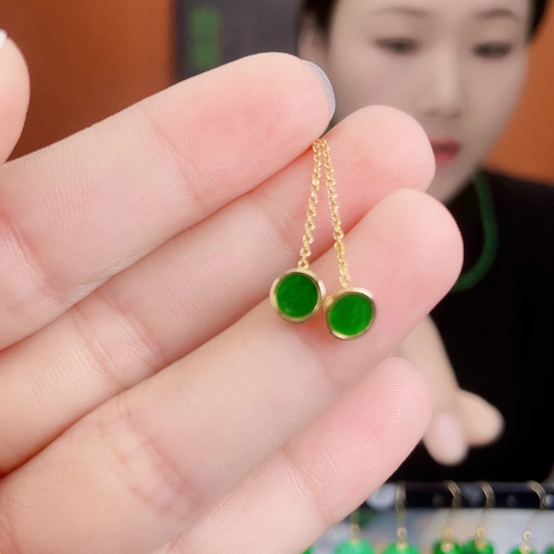 翡翠银S925镶嵌耳饰