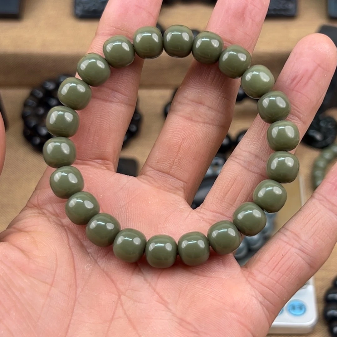 未镶嵌手链和田玉Y****n且末沙枣青10老型精品手串