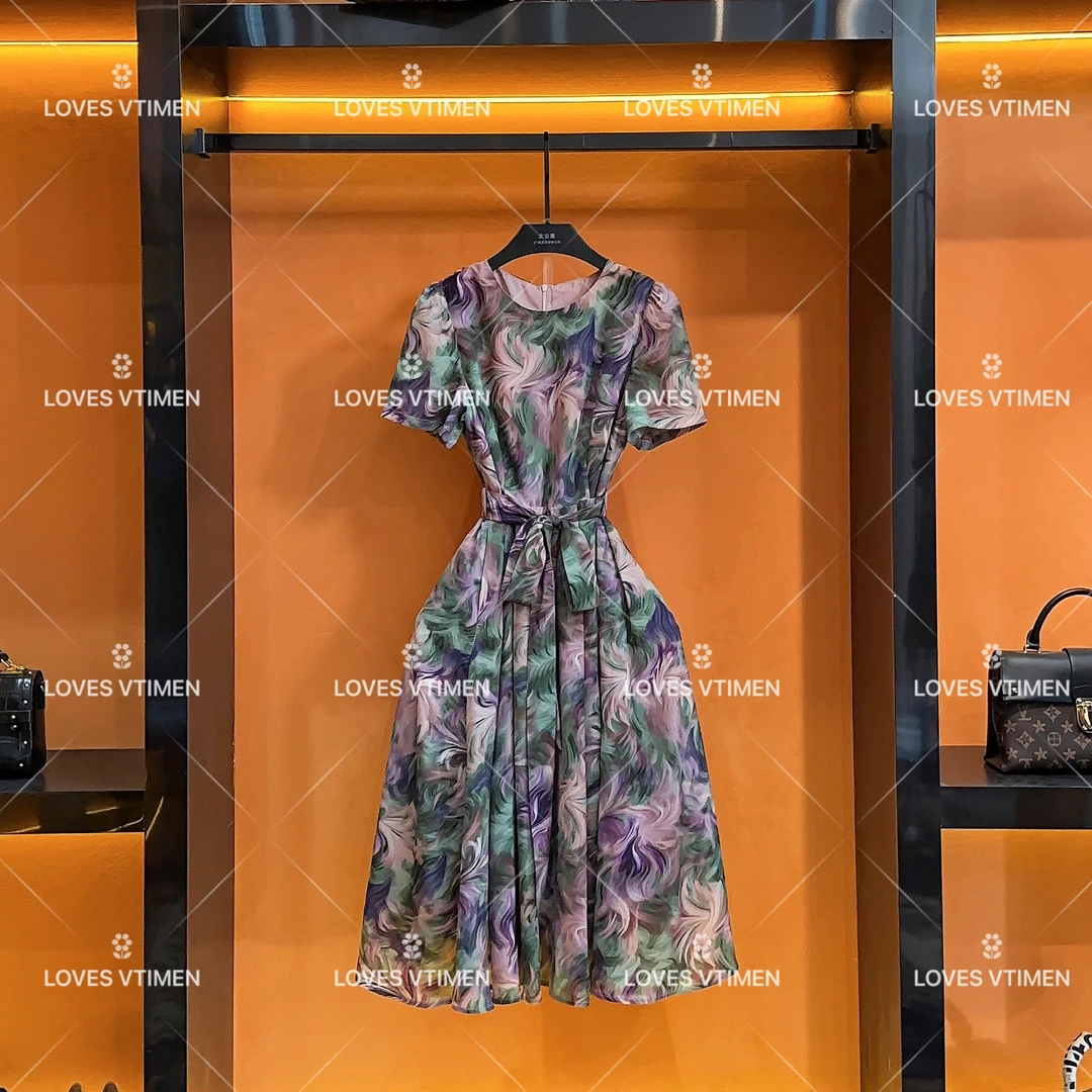 【vian专属】夏季设计师款气质国风显瘦收腰连衣裙L-A794