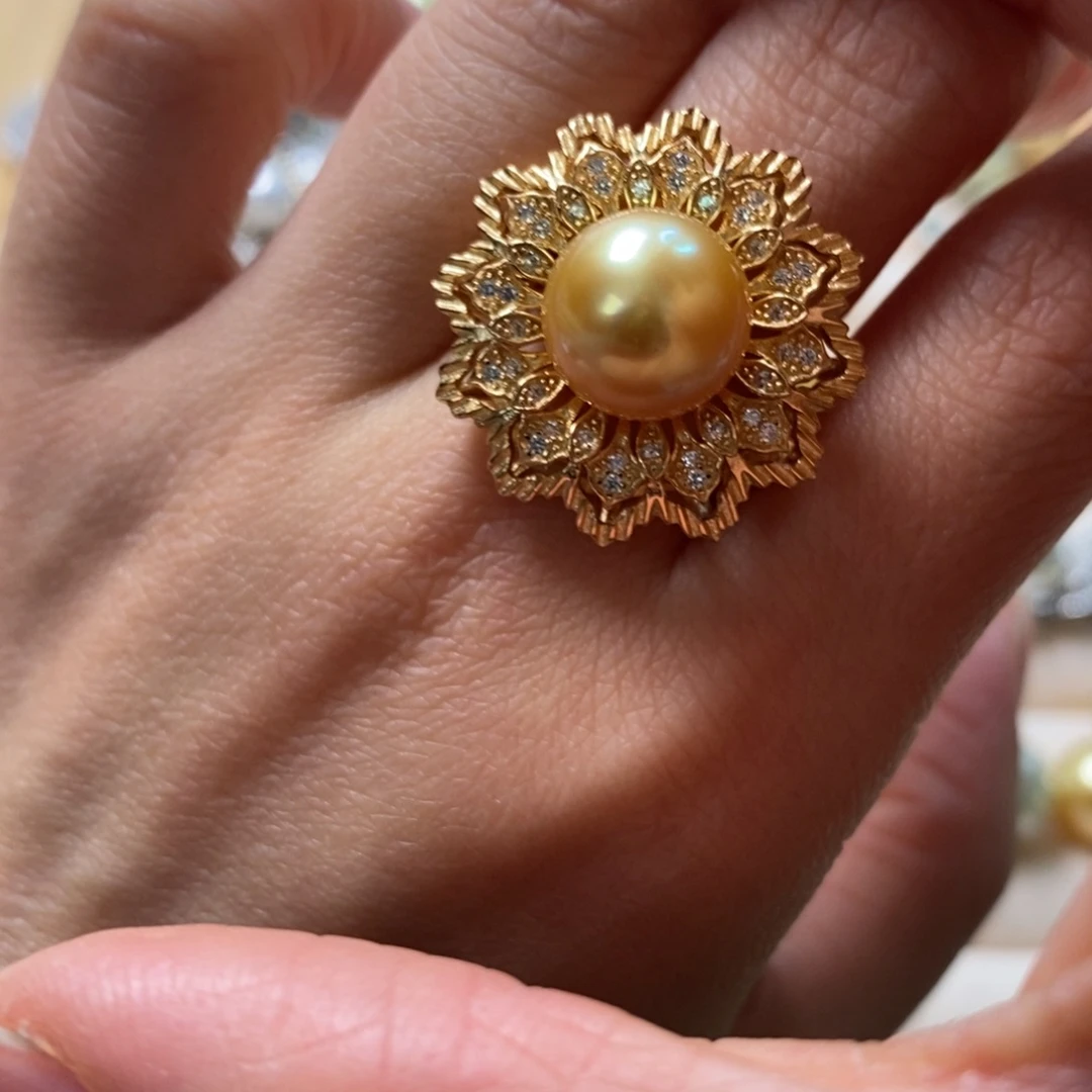 海水珍珠戒圈银S925镶嵌