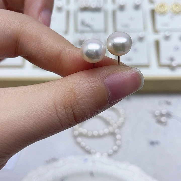 淡水珍珠耳饰银S925镶嵌✎****?