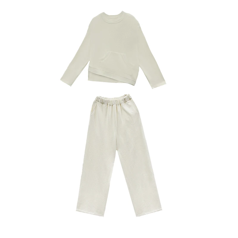 【无事请揣兜】假两件双领卫衣显瘦松弛感休闲裤套装