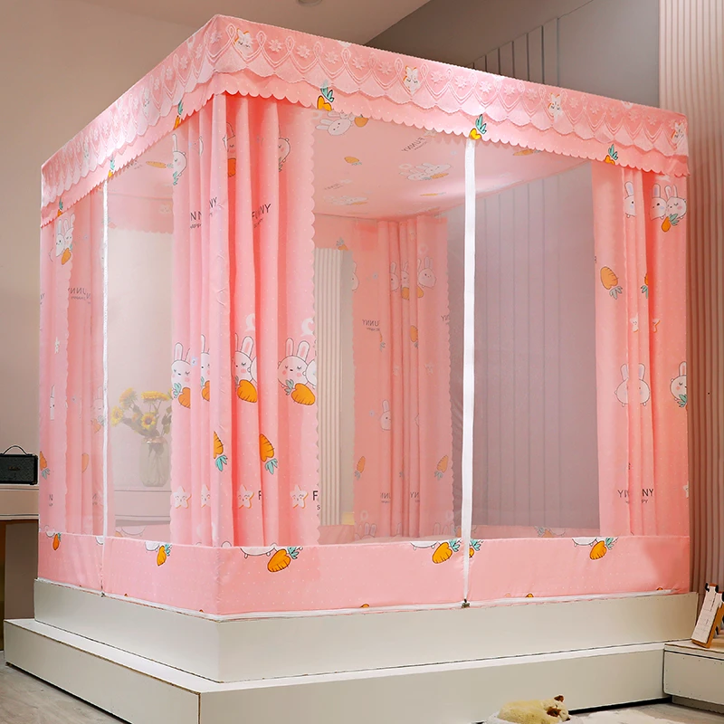 公主风家用蚊帐防摔遮光全封闭一体式三开门防蚊1.8×2米大床纱帐