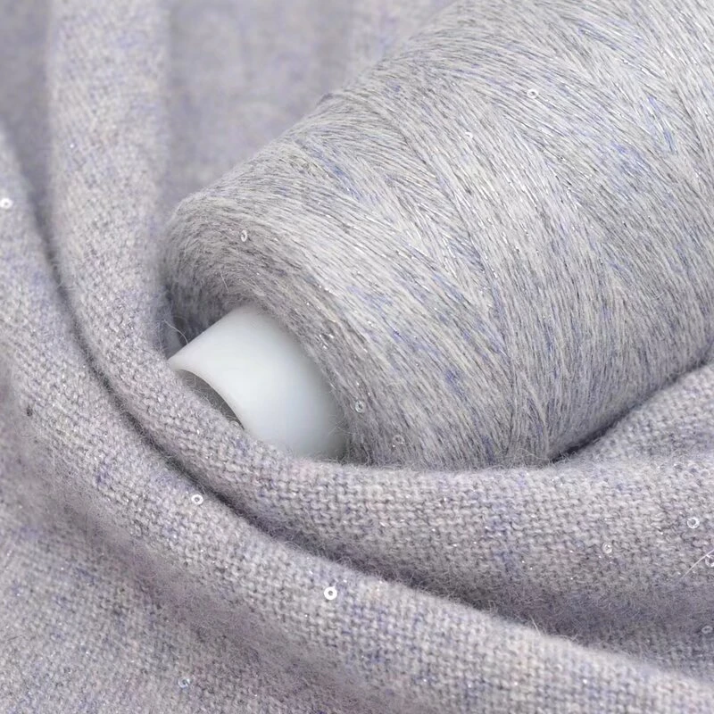 亮片羊绒线手工编织机织柔软细线绒毛围巾帽子毛衣