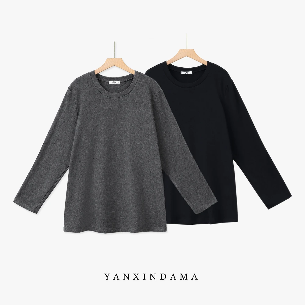 大码女装300斤胖MM潮流百搭休闲风圆领纯色宽松T恤10183