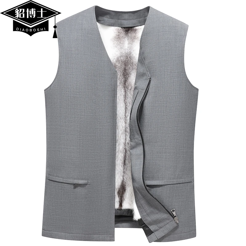 貂博士貂皮马甲男水貂整貂皮草可拆卸十字貂内胆皮毛一体马夹坎肩