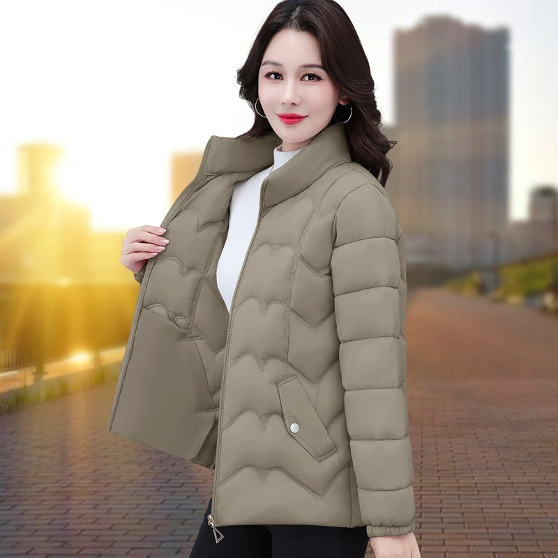 立领中老年女装中年显瘦棉袄常规时尚加厚气质棉服百搭保暖外套