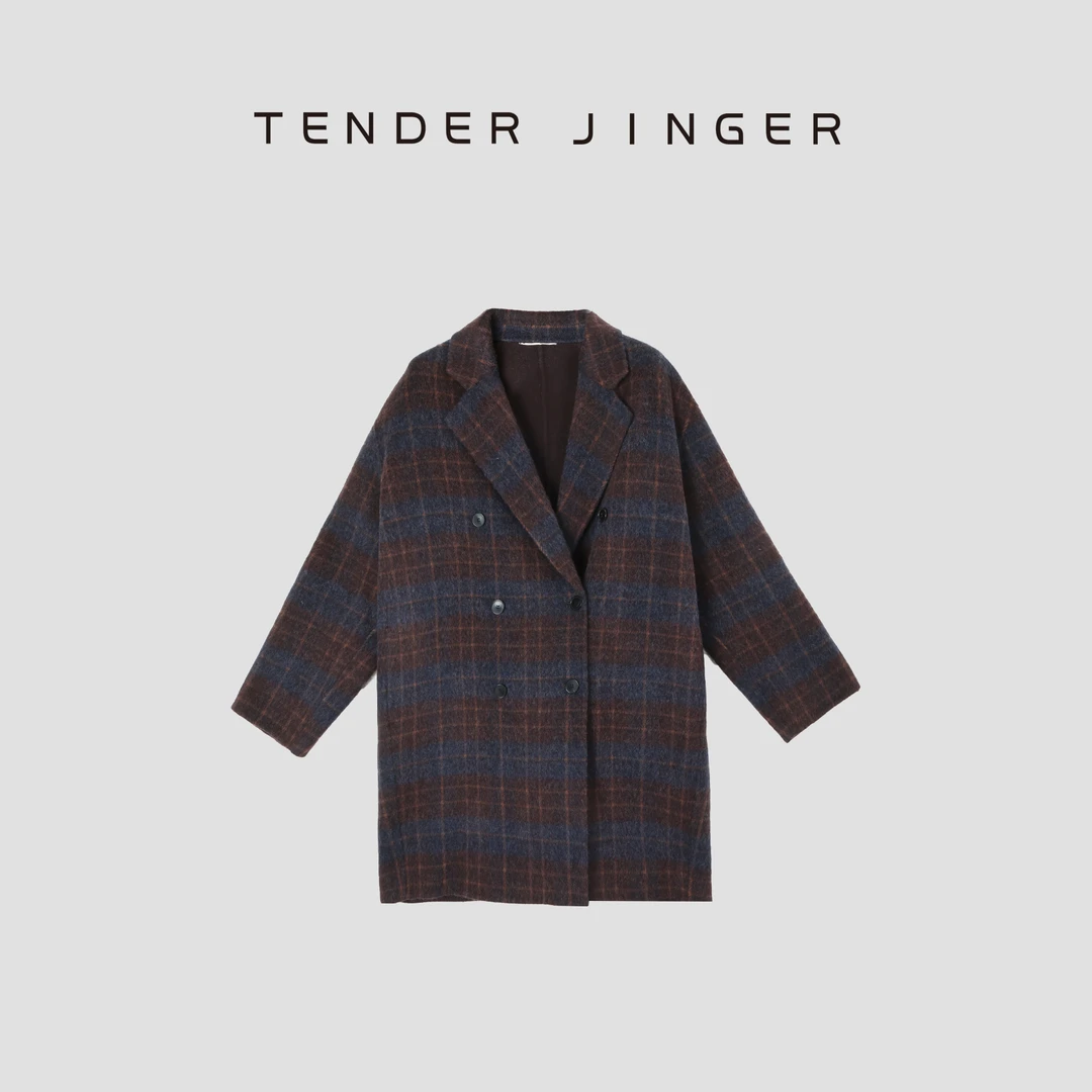 Tender Jinger【黑标】复古绵羊毛羊驼毛混纺大衣外套T54ERF50000