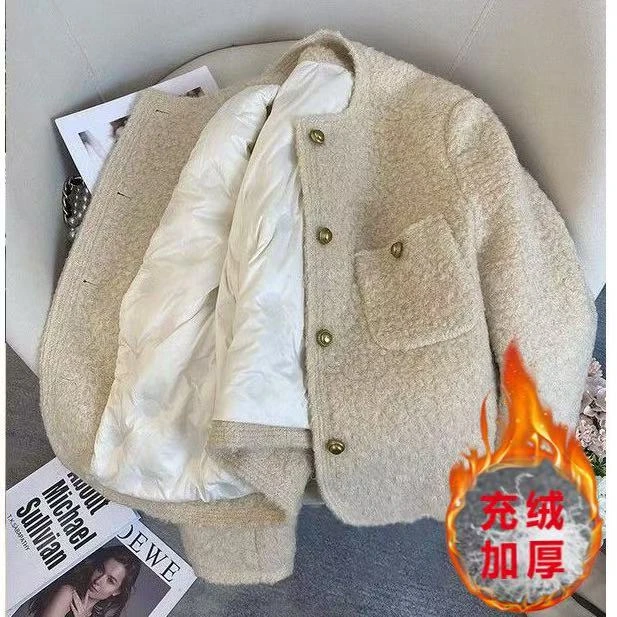 【有运费险】小香风冬季圈圈毛充绒内胆休闲百搭毛呢短外套YN867