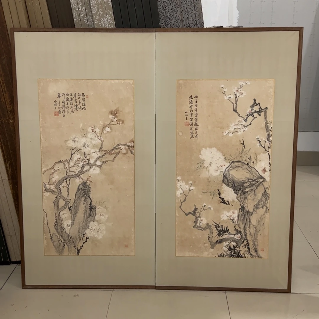 绘画屏风框画茶空间设计