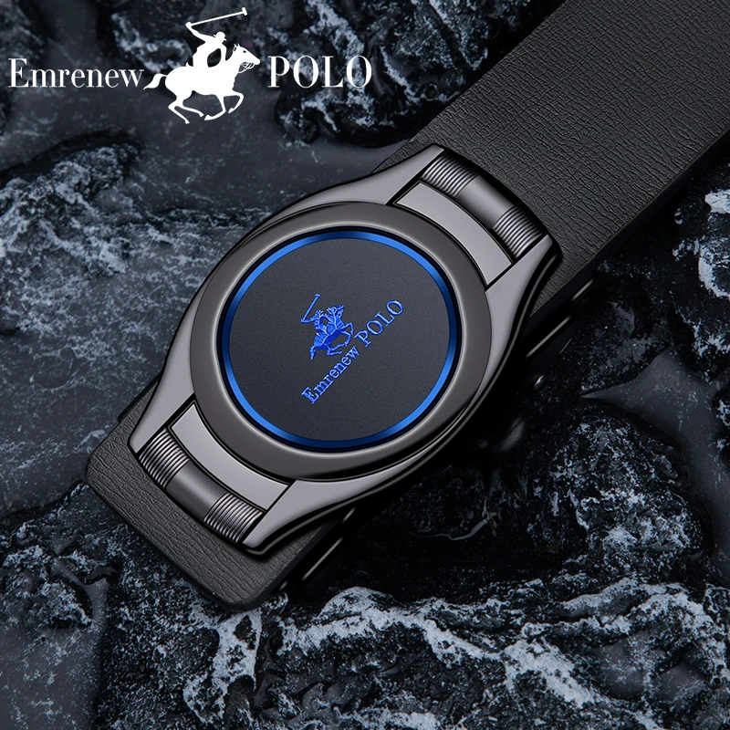 安普里保罗 成人时尚圆扣皮带扣腰带轻职风腰封年轻人皮带男商务