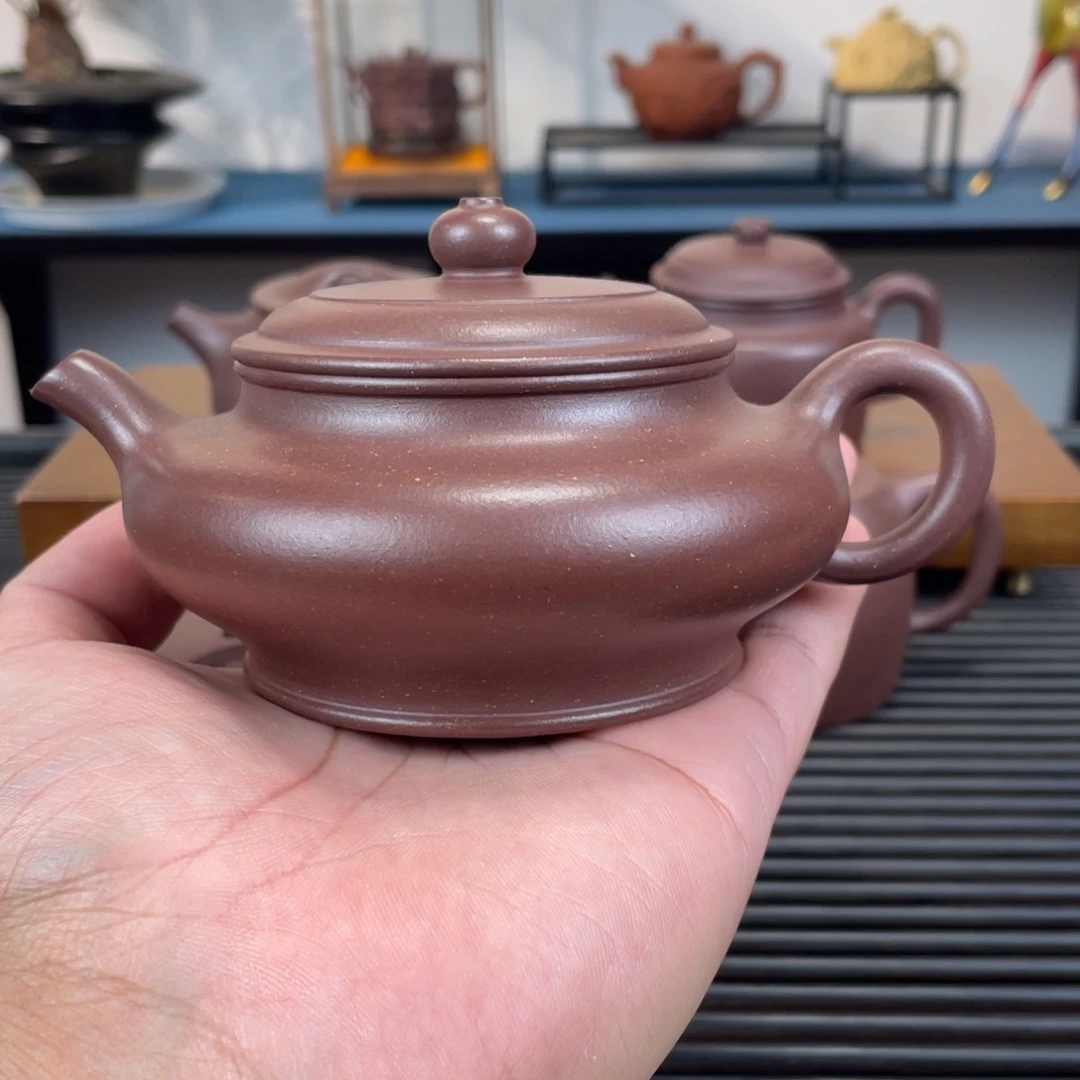 茶壶紫砂底槽青虚扁220cc