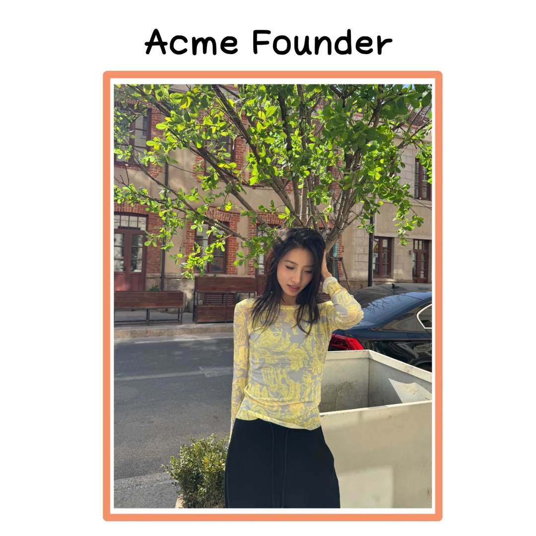 Acme Founder | 春夏三色花纱微透打底衫修身长袖