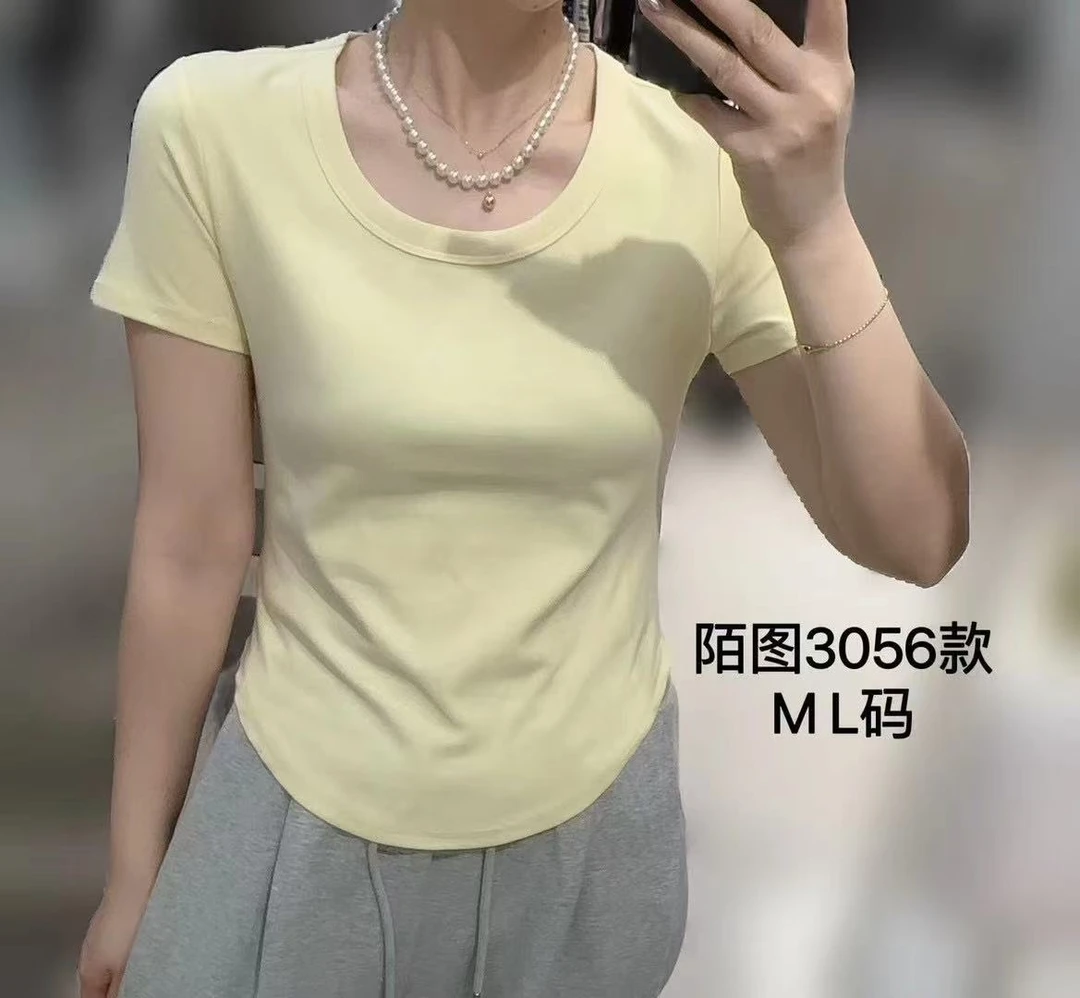 小孟~新款舒适圆领螺纹棉短袖T恤3056