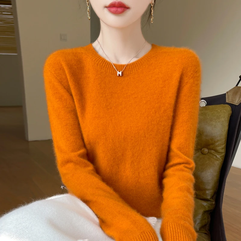 衫打底衫宽松圆领宽松针织开衫绒衫针织378