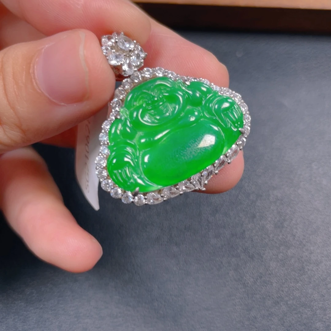 翡翠银S925镶嵌挂件jjjj