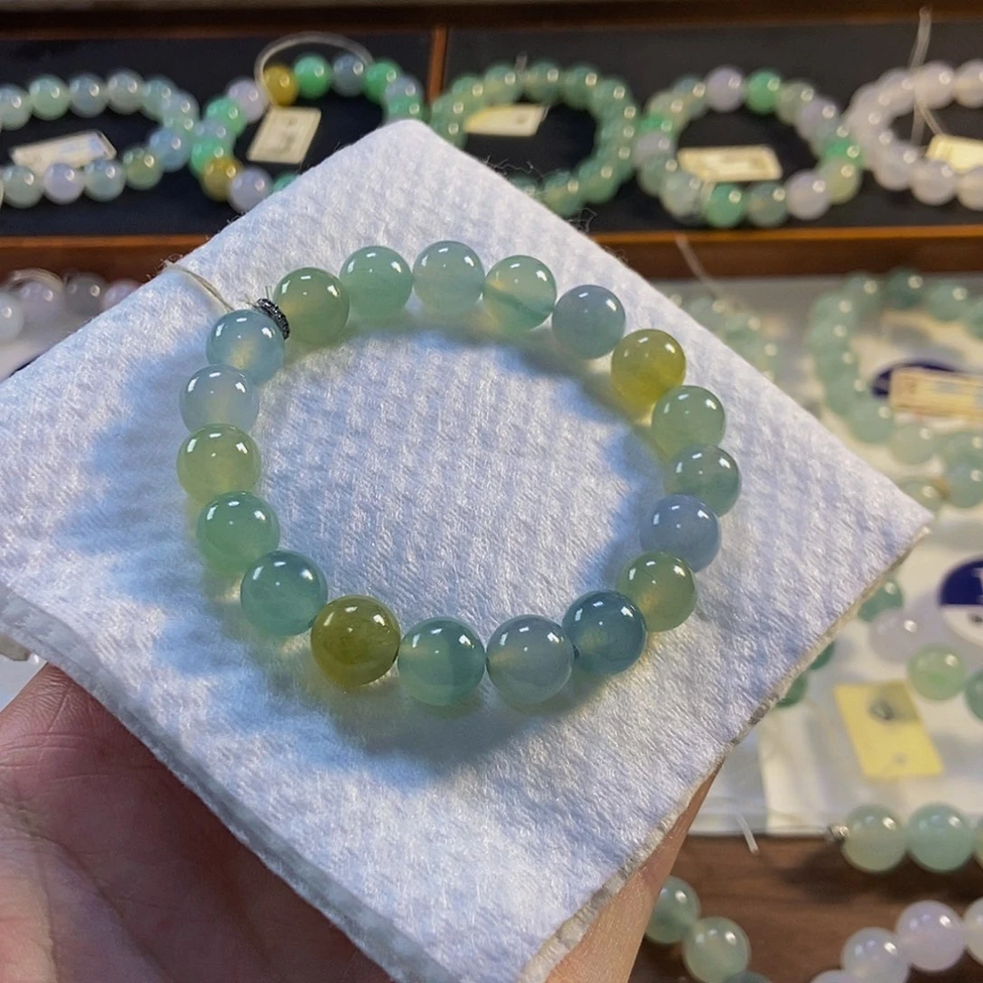 定制翡翠未镶嵌翡翠手串卡9.8