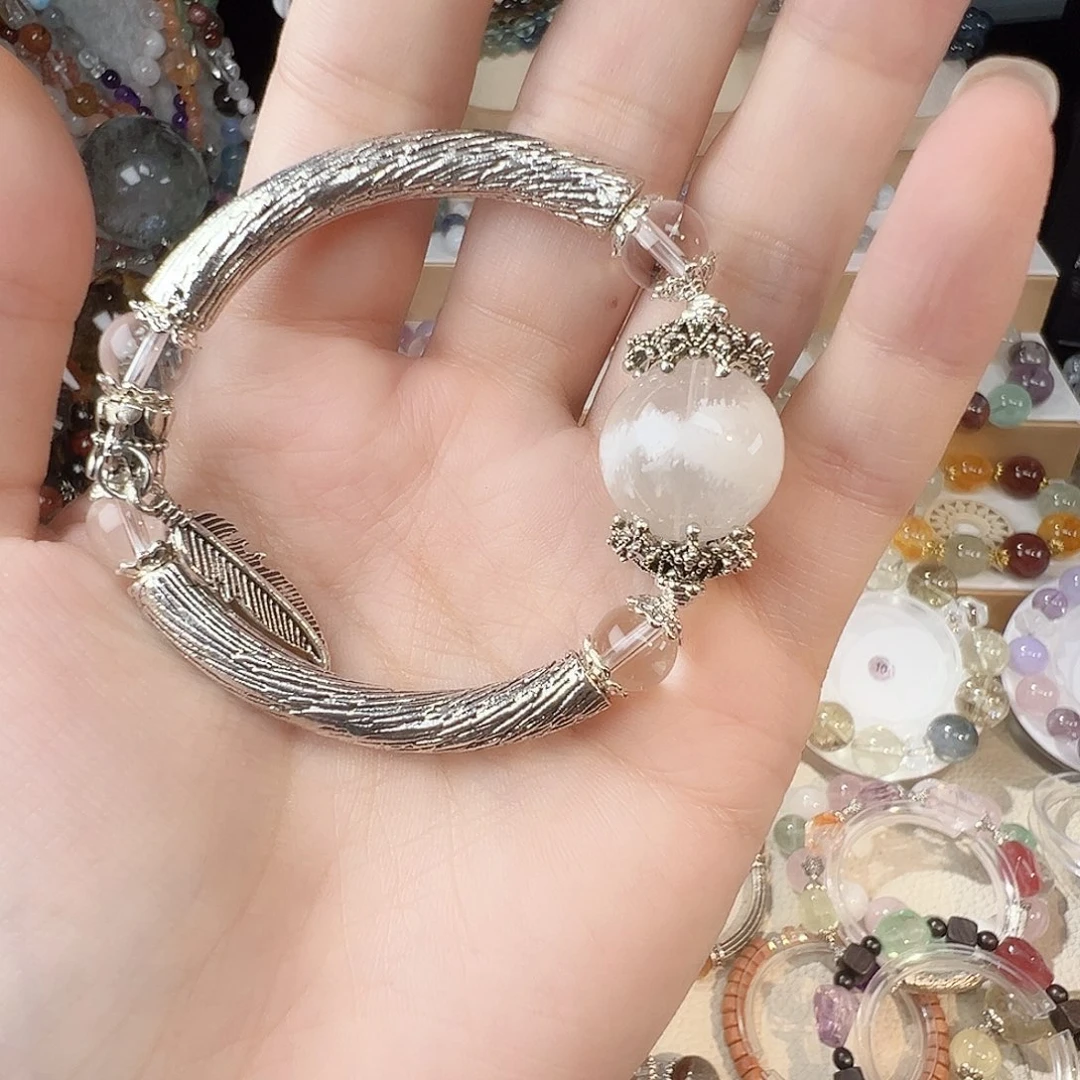 手串水晶未镶嵌雪花幽灵半镯