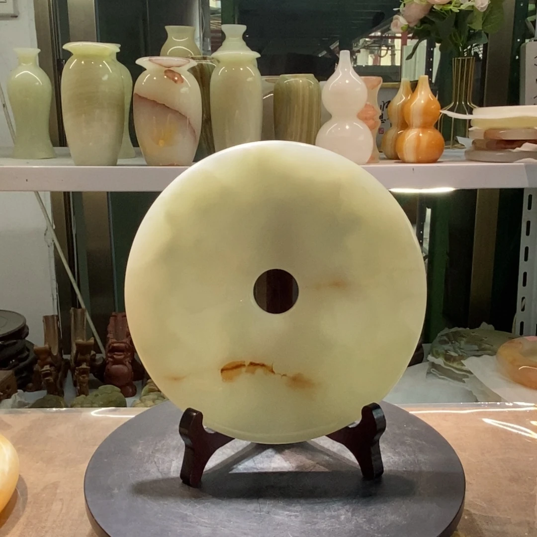 石材天然20厘米平安扣摆件，仅此一个