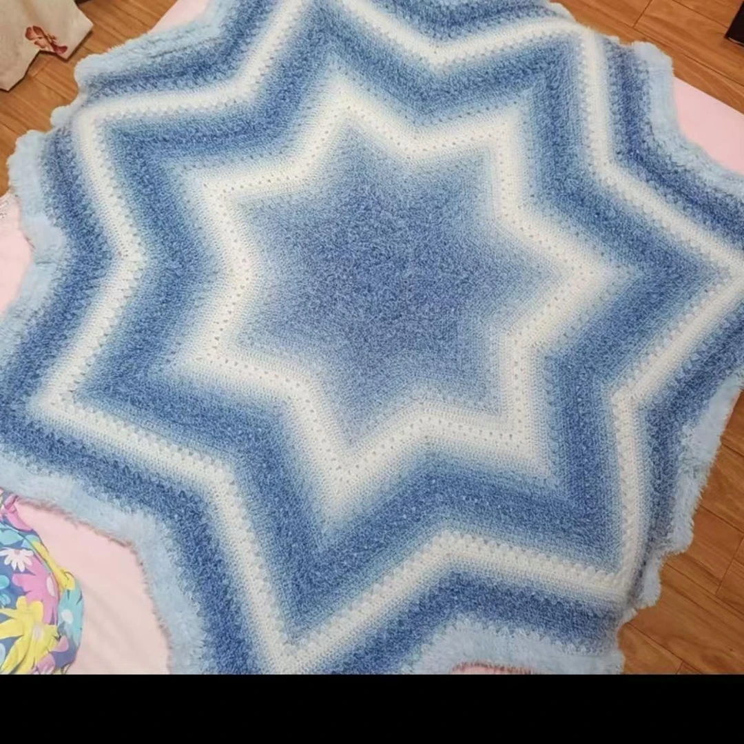 七星毯斗篷材料包渐变七星毯子材料包单色毛线羊毛diy手工编织毛