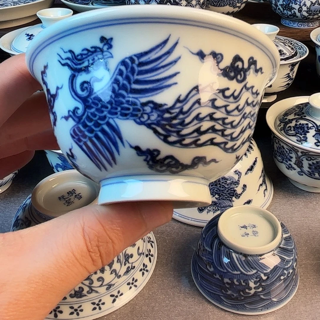 景德镇柴窑凤凰压手杯