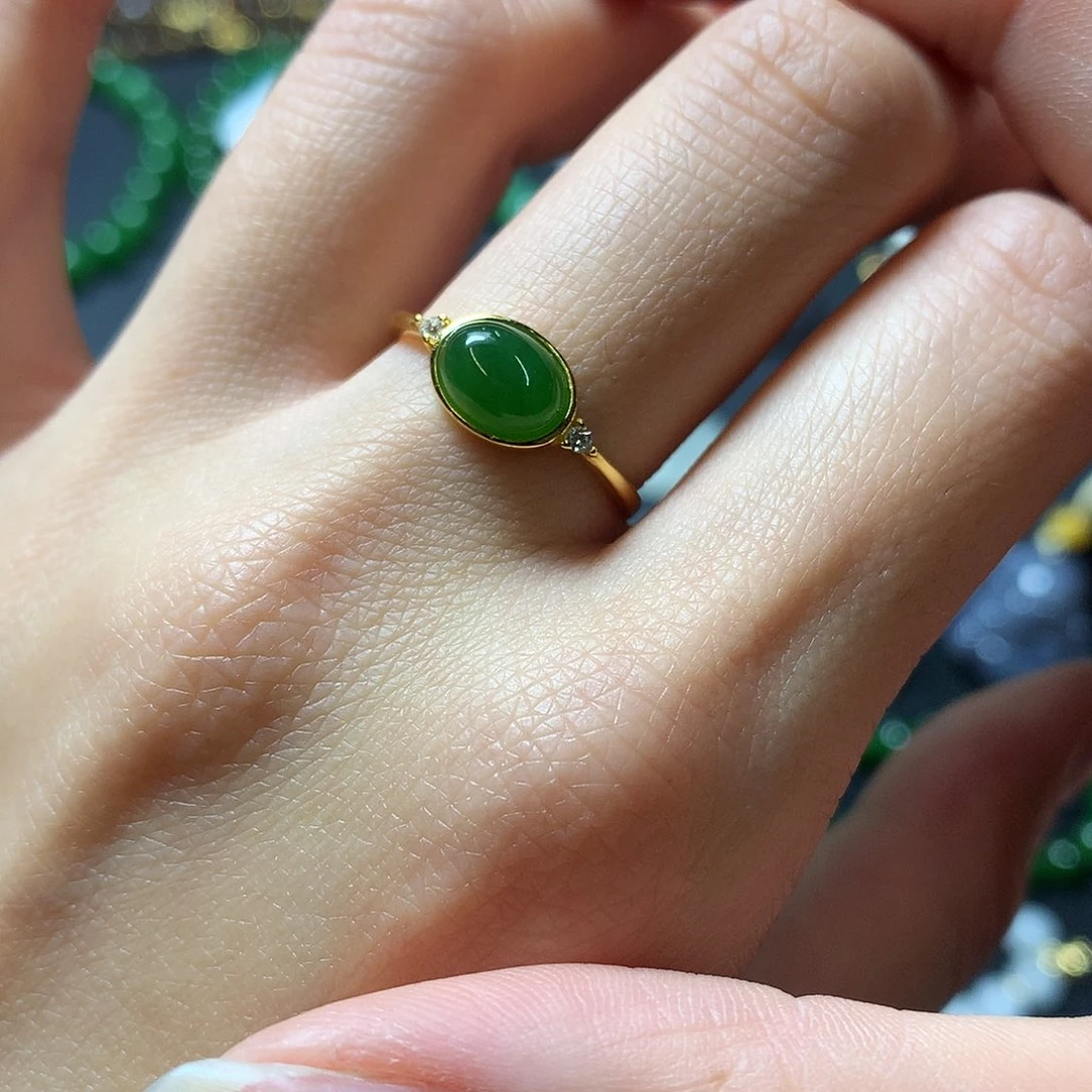 和田玉戒指银S925镶嵌