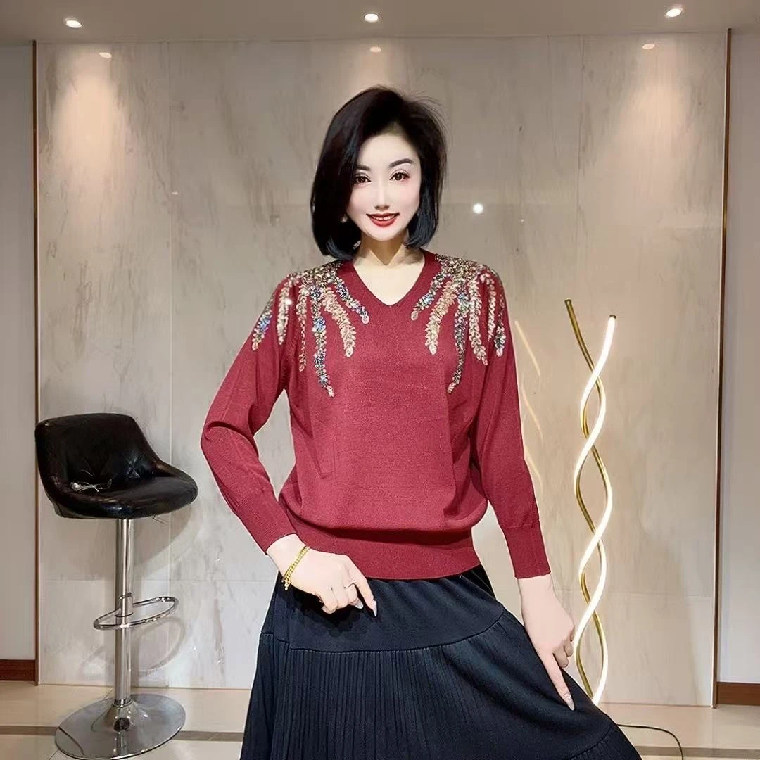 8706 阳森轻奢定制 秋季 新款 时尚 百搭 减龄 显瘦 重工艺 美衫