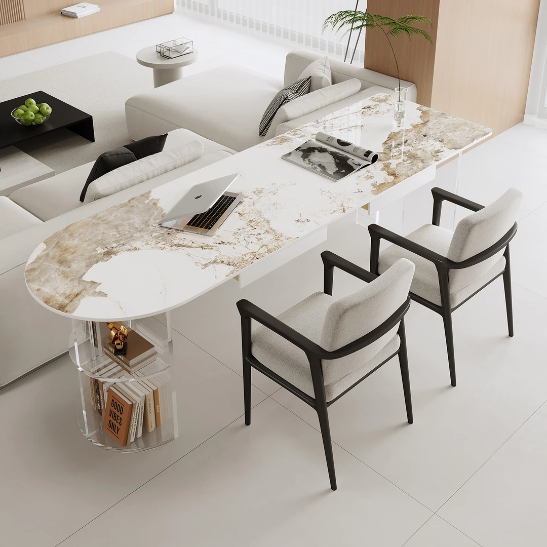 亚克力岩板书柜一体书桌卧室客厅家用沙发后电脑学习办公桌工作台