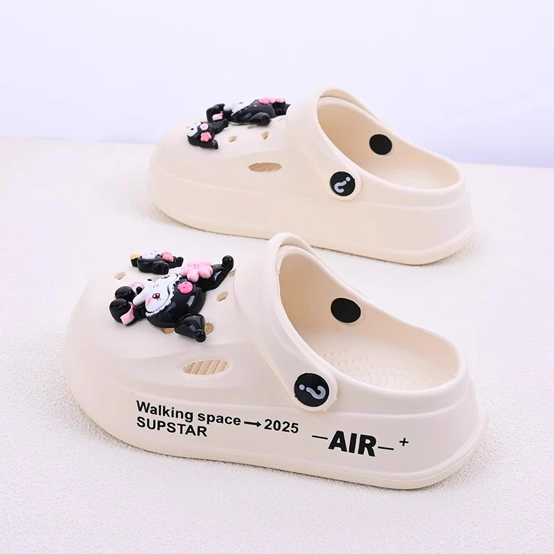 库洛米儿童洞洞鞋夏季2025新款可爱卡通女童厚底外穿防滑沙滩凉拖