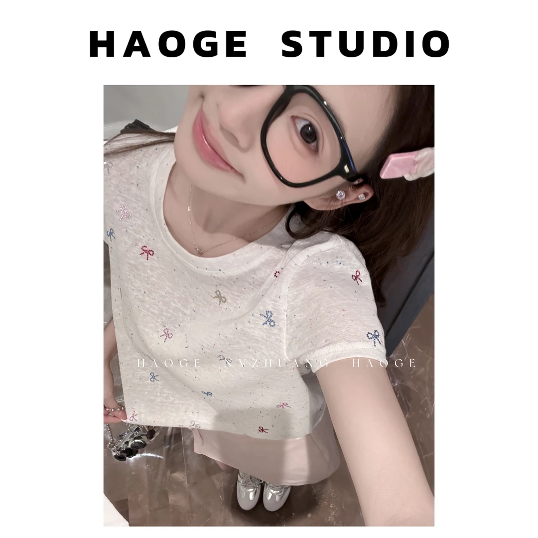 浩哥严选●鬼马少女T恤预HGX5TX2057A小众圆领甜美设计感夏季百搭