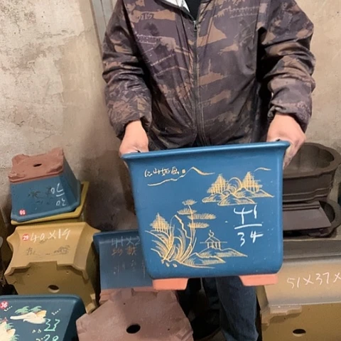 紫砂花盆手工制作