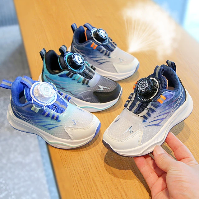 儿童小白鞋春夏男童鞋运动鞋透气女童休闲鞋软底旋转扣宝宝鞋防滑