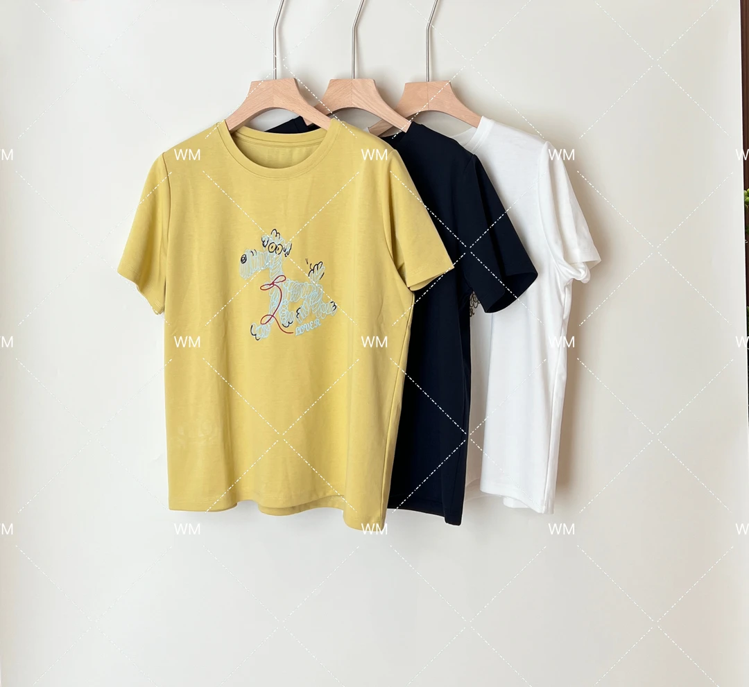 WMeng.线绣小狗*极简百搭显瘦立裁正肩tJS-T-25050805