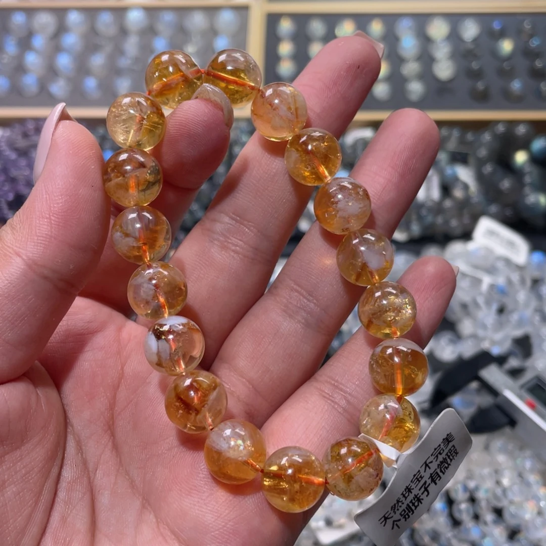 未镶嵌手链水晶蜂蜜奶盖黄水晶手链11.5mm