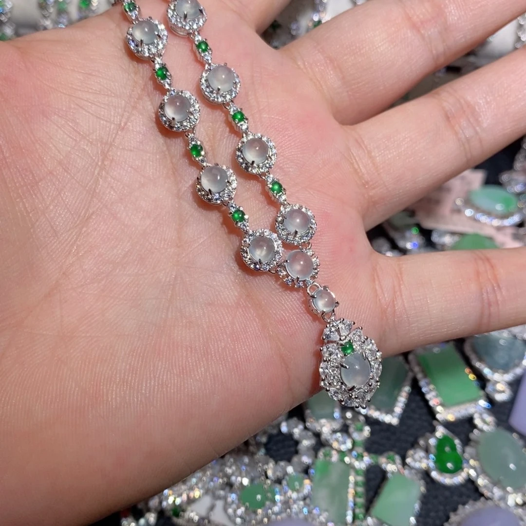 翡翠银S925镶嵌颈饰?**?k j k