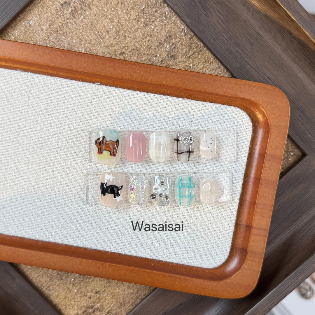 【闪闪】福利现货 哇噻噻轻奢纯手工美甲高级气质定制穿戴甲显白