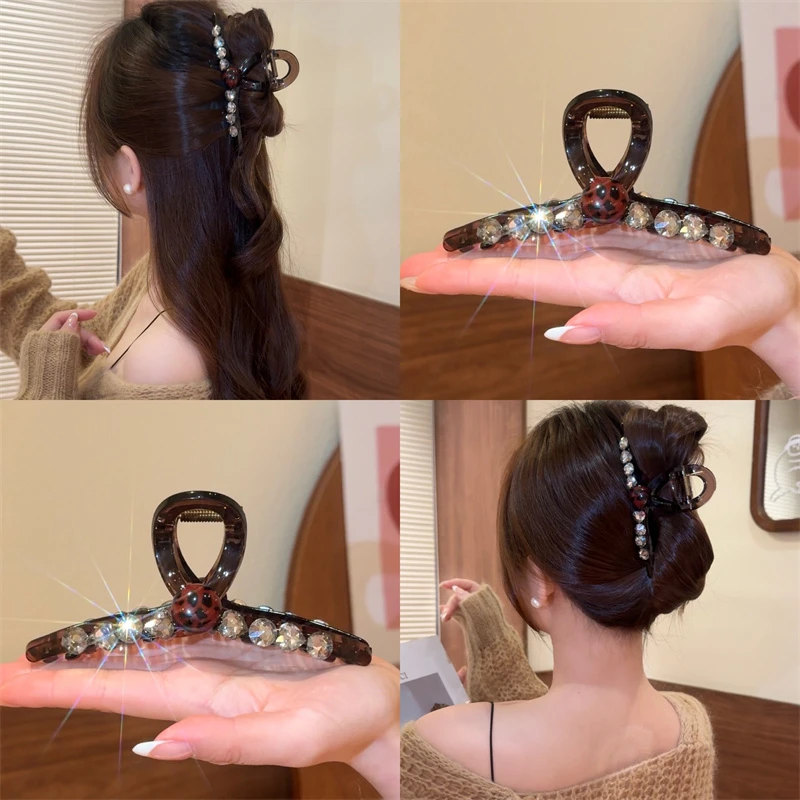 2025新款豹纹球球大号抓夹发量多盘发后脑勺鲨鱼夹子头饰发卡