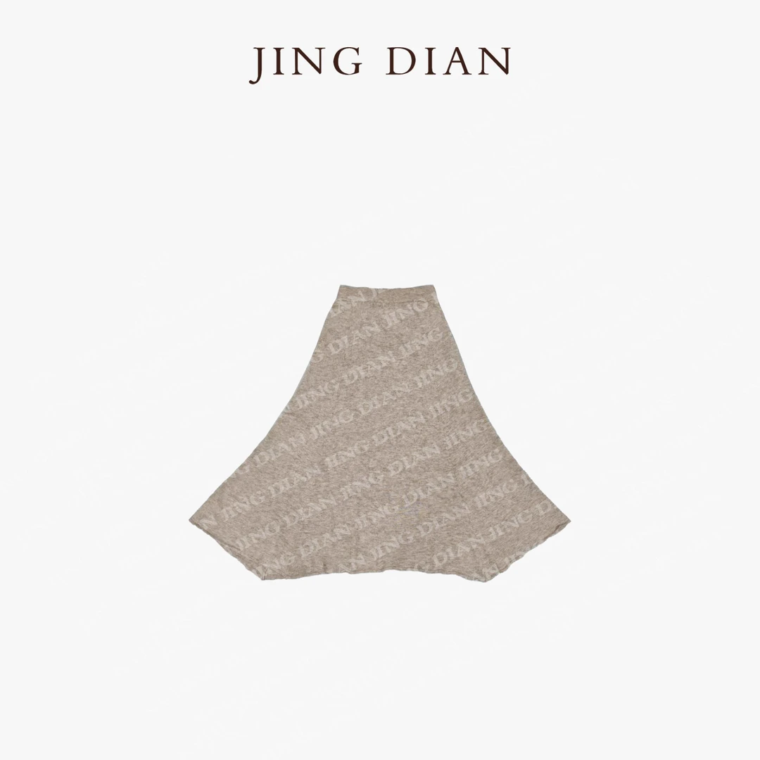 【JING DIAN】燕麦色不规则羊绒羊毛针织半裙